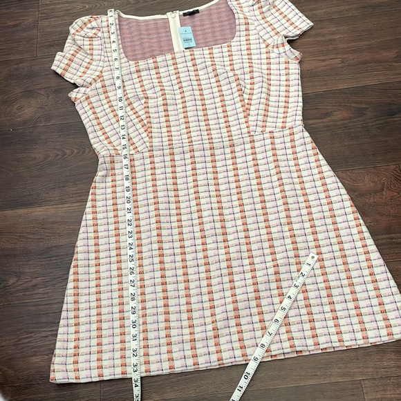 Ann Taylor madras plaid puff sleeve flare dress - Picture 3 of 7